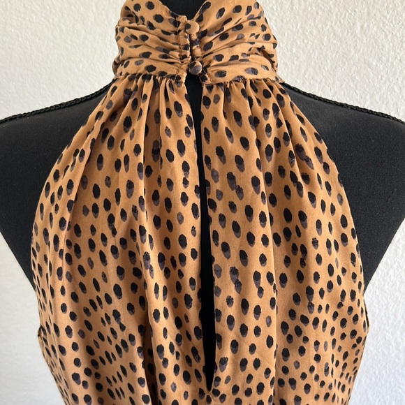 Banana Republic High Neck Brown and Black Polka Dot Dress Size Medium - Picture 9 of 12